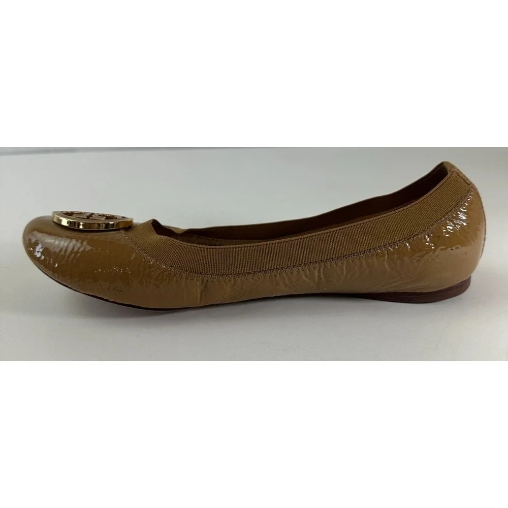 Tory Burch Caroline 2 Ballet Flats Tan Beige Patent Leather Ballerina Shoes 7 7M - Picture 8 of 16